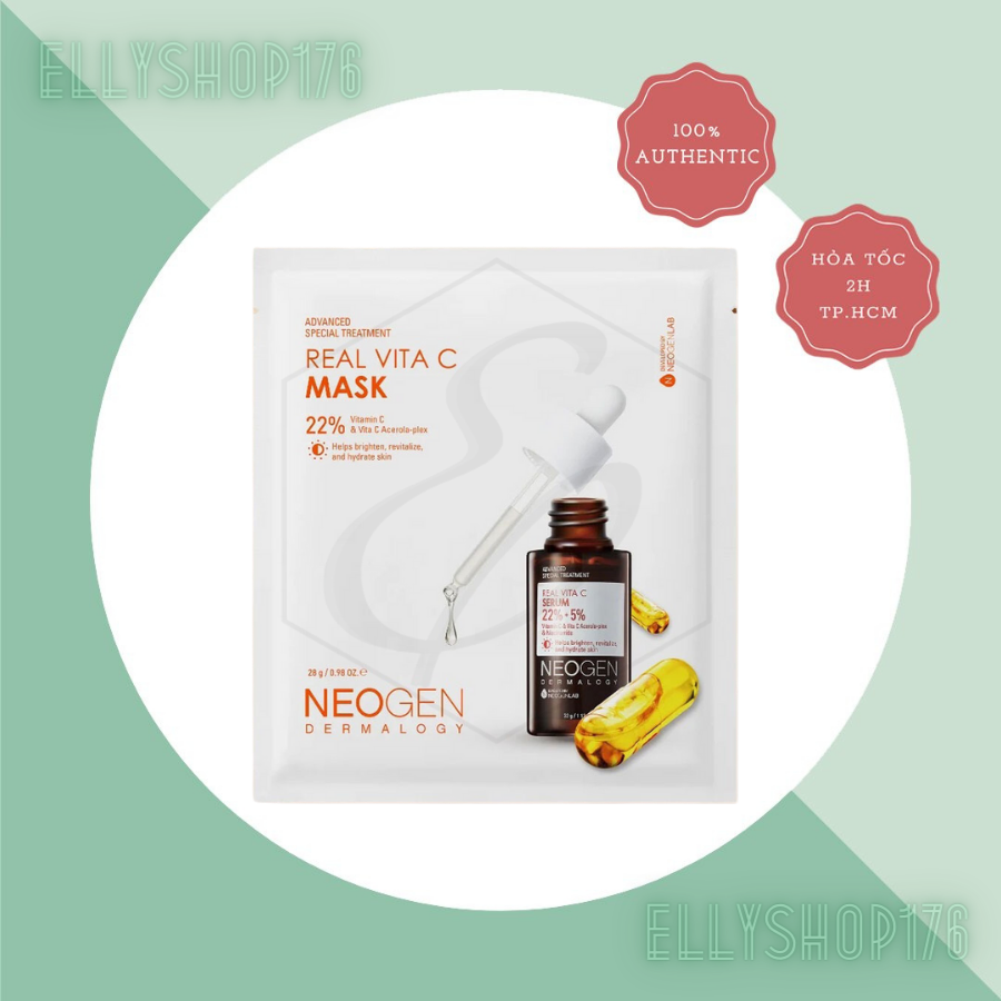 Mặt Nạ Serum x3 Dưỡng Trắng Mờ Thâm Neogen Dermalogy Real Vita C 22% Mask 28g